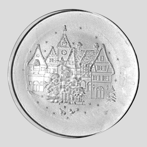 Vintage Other - Vtg Snowman Village Christmas Snowflakes Birds Heavy Textured Glass Plate Cookie